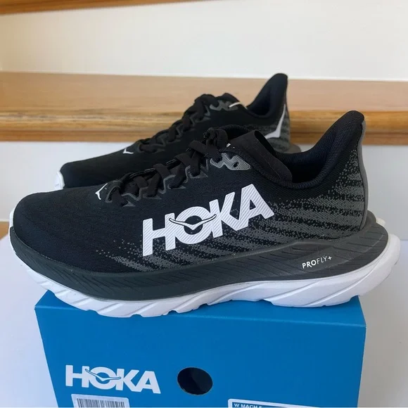 NWT Hoka Mach 5 Running Shoes in Black / White / Castlerock , Hoka One One - Picture 3 of 13